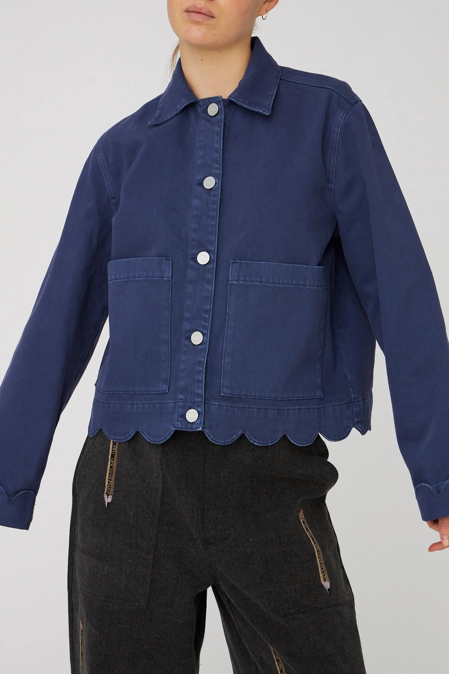 Stella Nova Shirt with Scallop Edge Shirt 307 Dust Blue