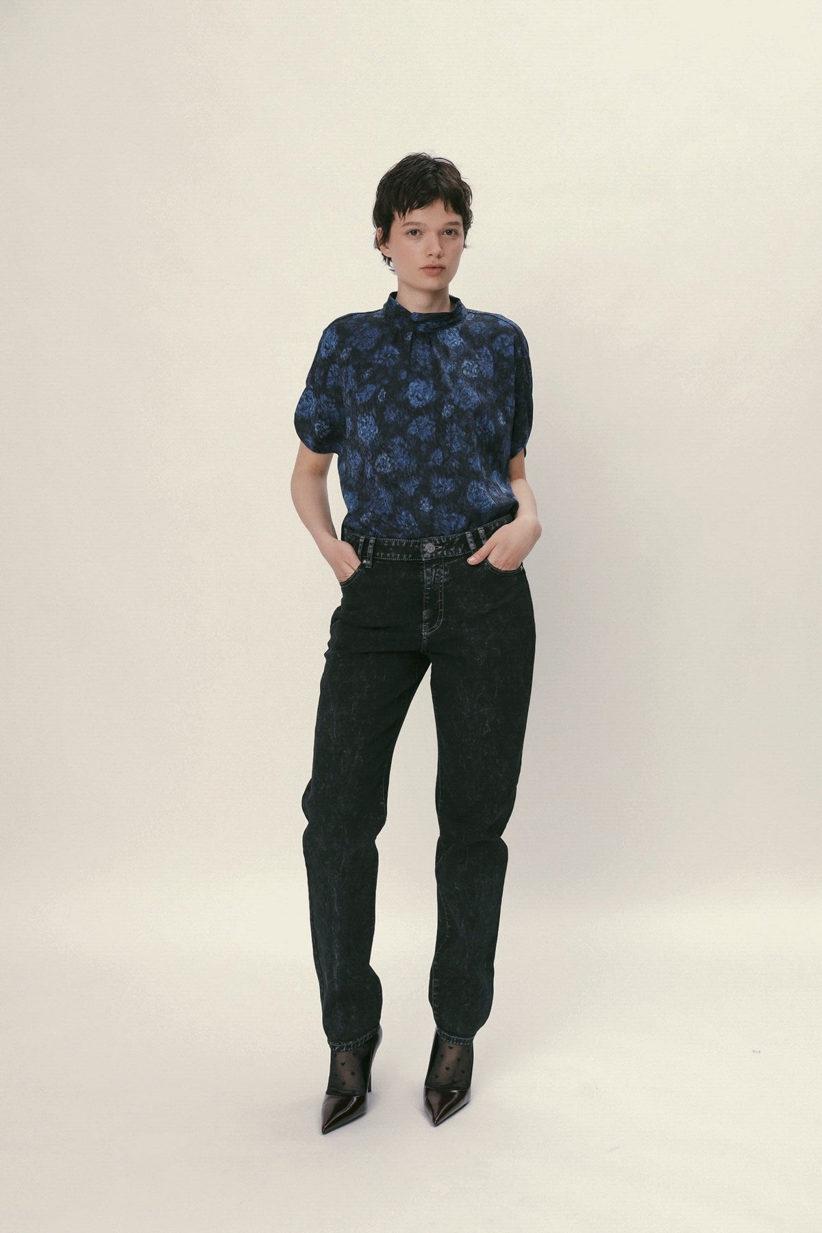 Stella Nova Silk Bow Top Top 441 Blue Tone Flowers