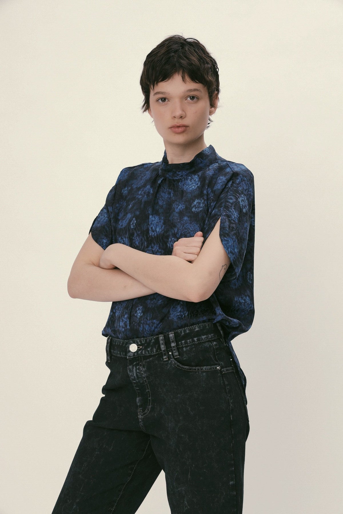 Stella Nova Silk Bow Top Top 441 Blue Tone Flowers