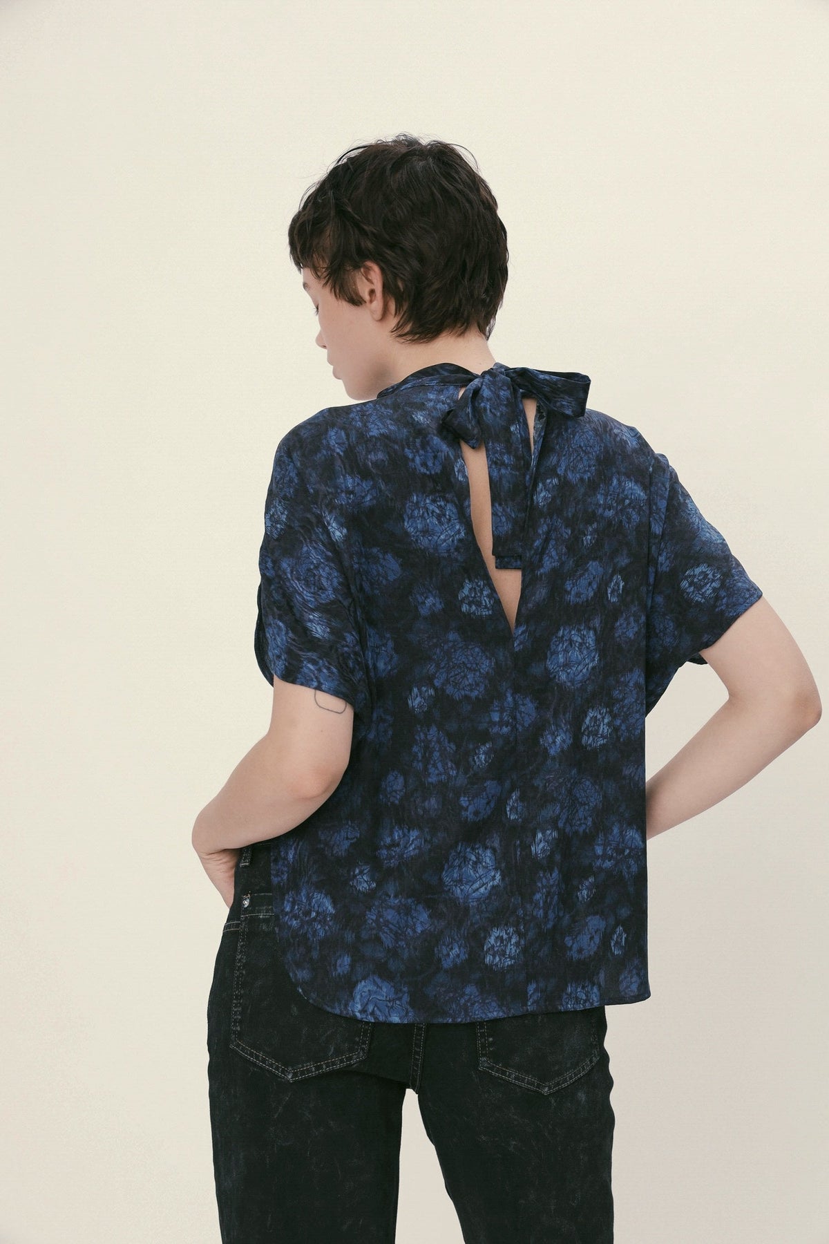 Stella Nova Silk Bow Top Top 441 Blue Tone Flowers
