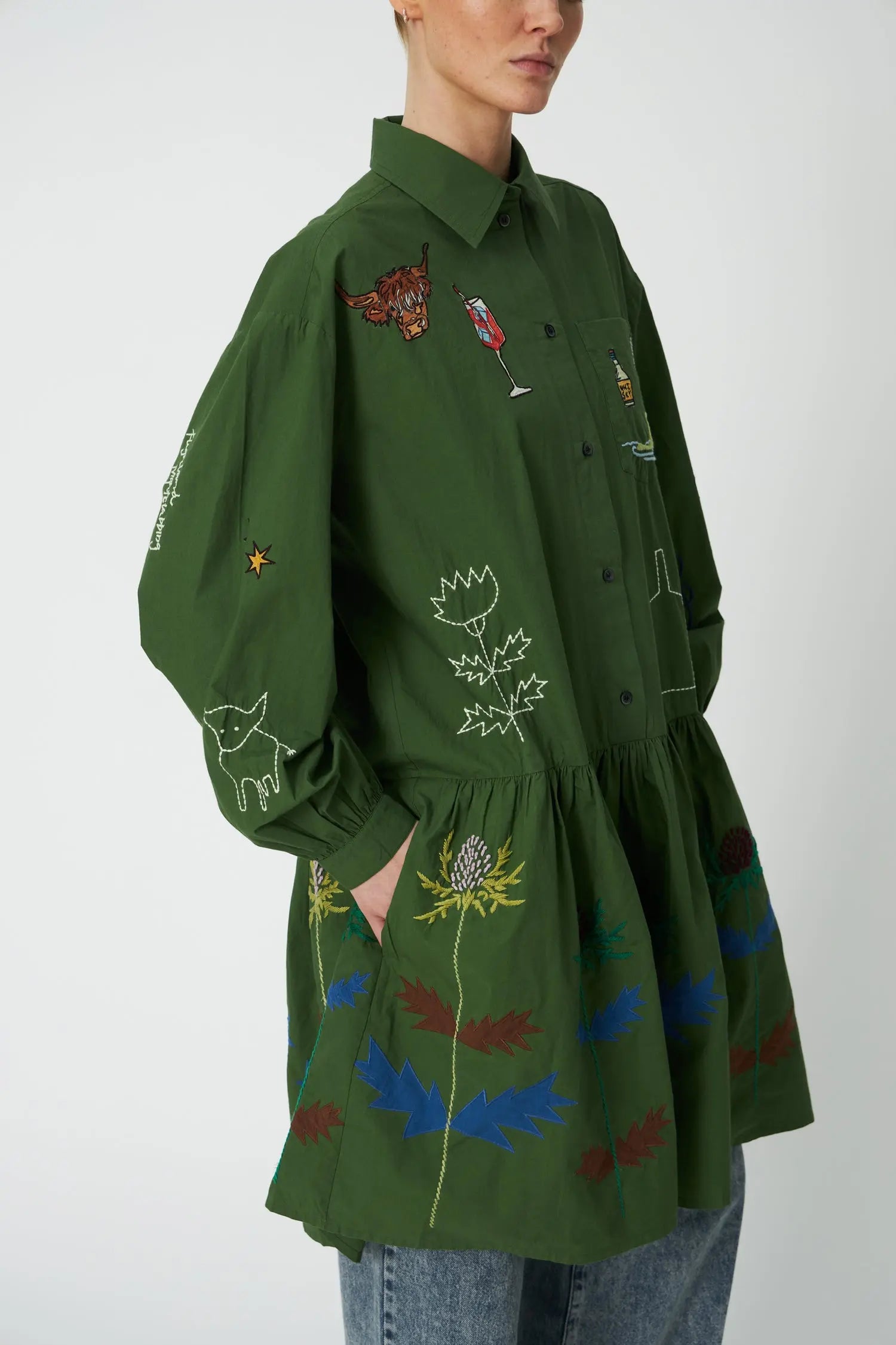 Stella Nova Small Embroidery Dress Dress 250 Green Leaf