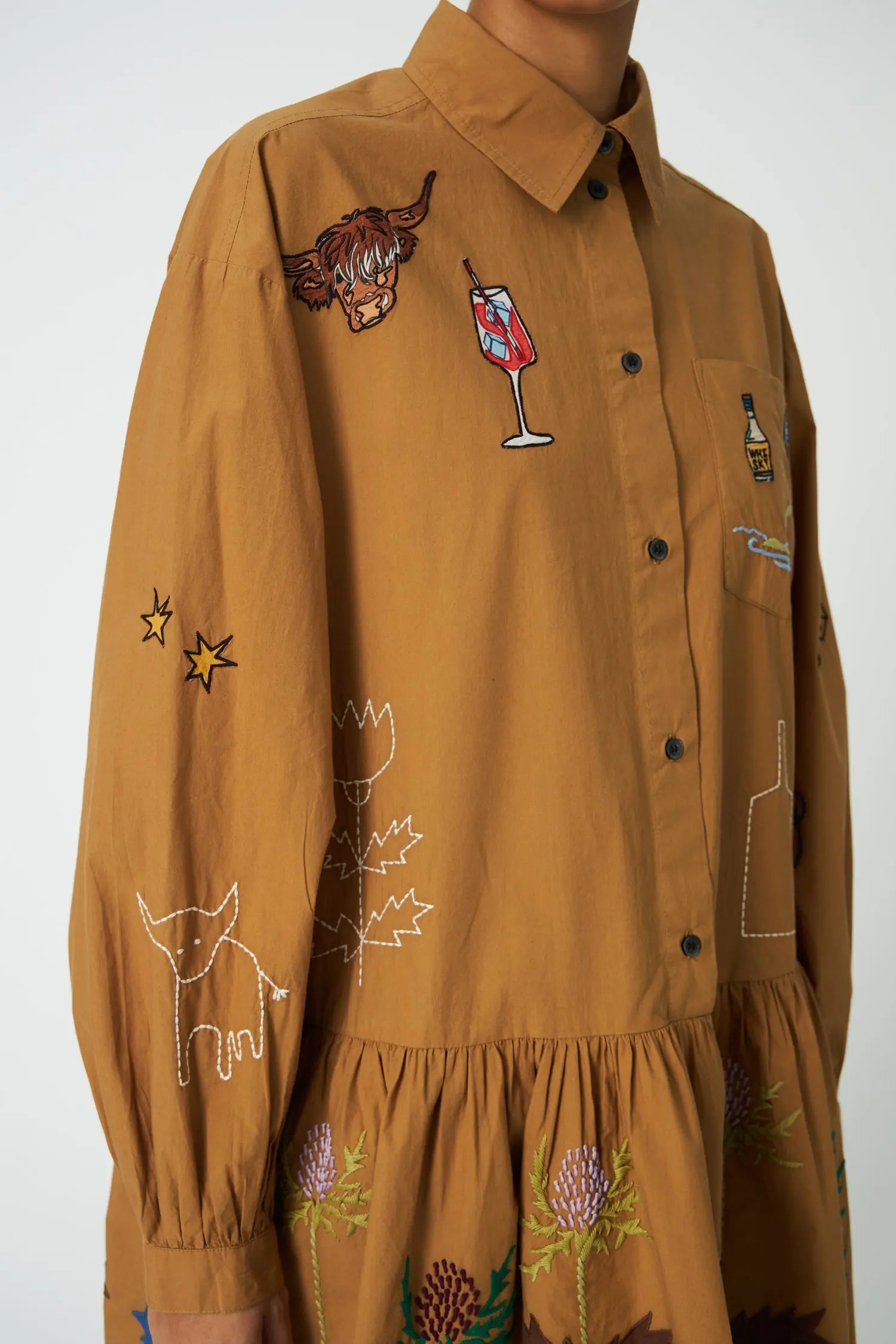 Stella Nova Small Embroidery Dress Dress 196 Khaki