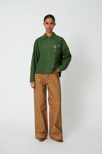 Small Embroidery Shirt - Green Leaf