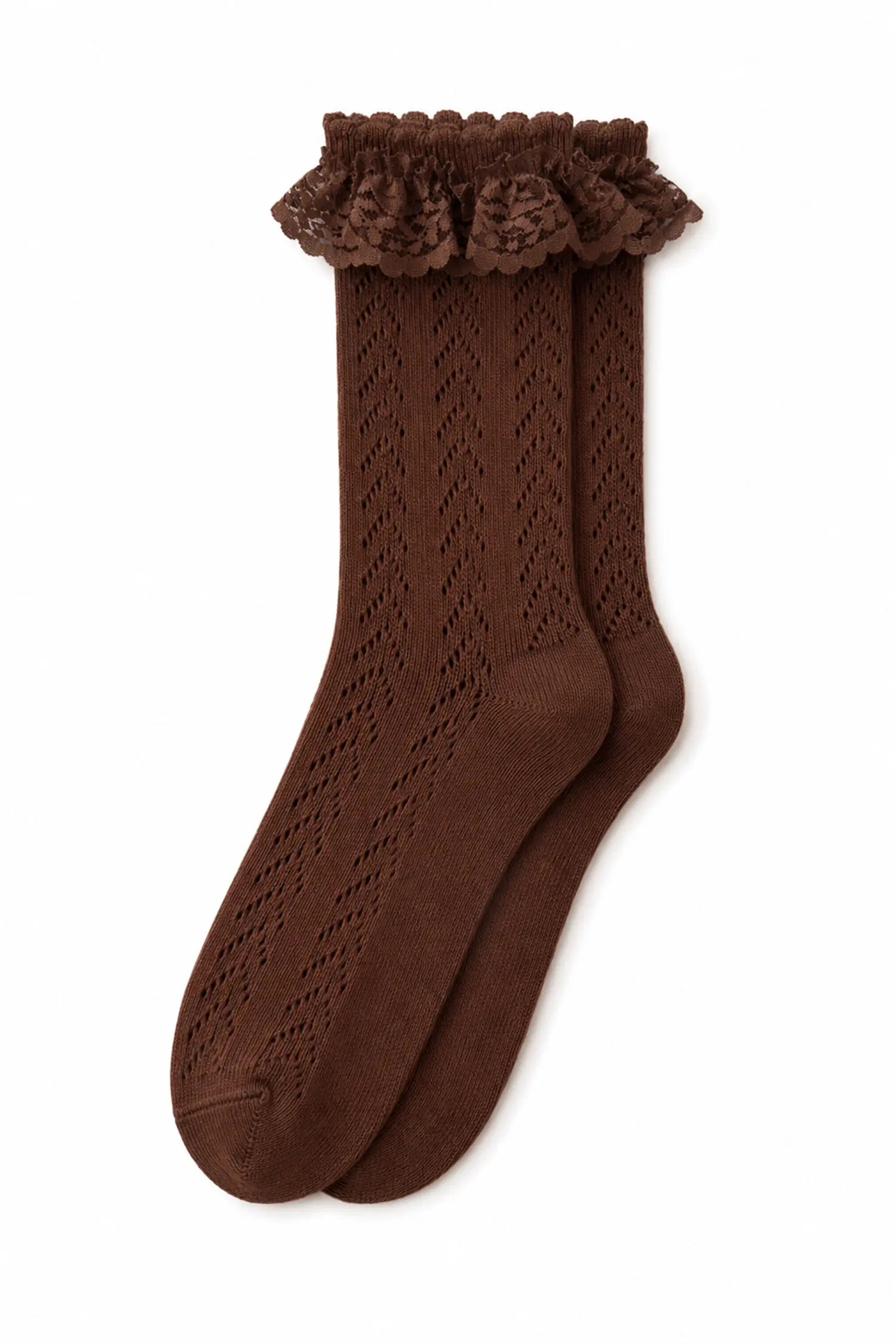 Stella Nova Sock Pointelle Socks 856 Dark Brown