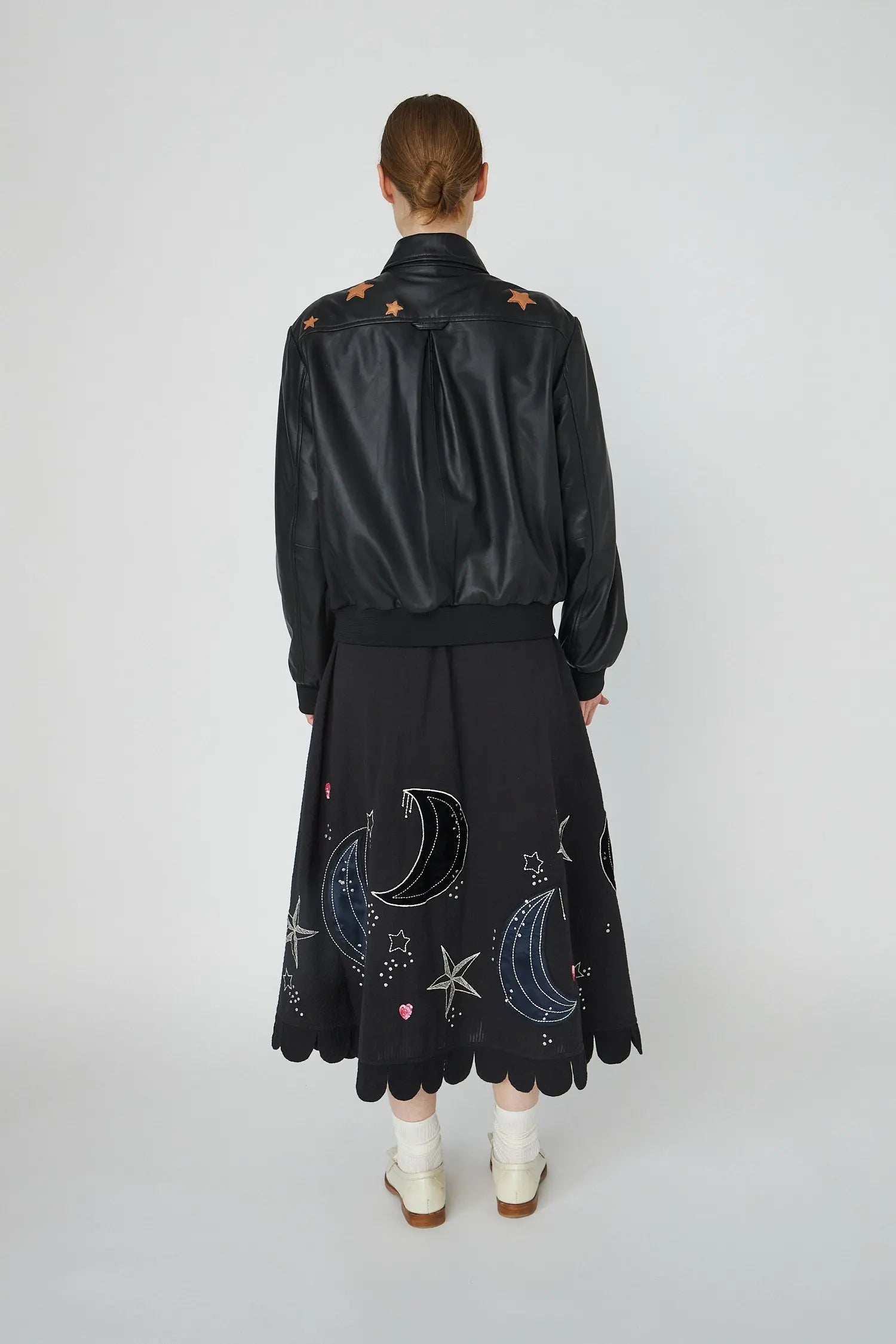 Stella Nova Starlight Leather Bomber Jacket Jacket 999 Black