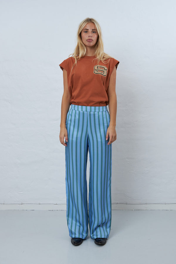 Stella Nova Straight leg pant with elastic waist Pants 313 Blue Stripes