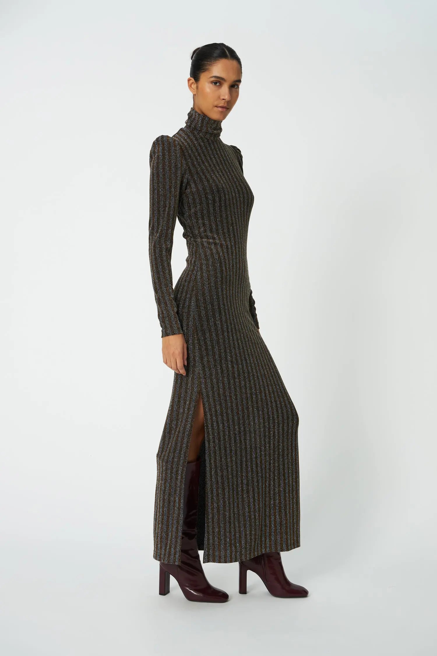 Stella Nova Striped Lurex Jersey Dress Dress 377 Gold Silver Shimmer