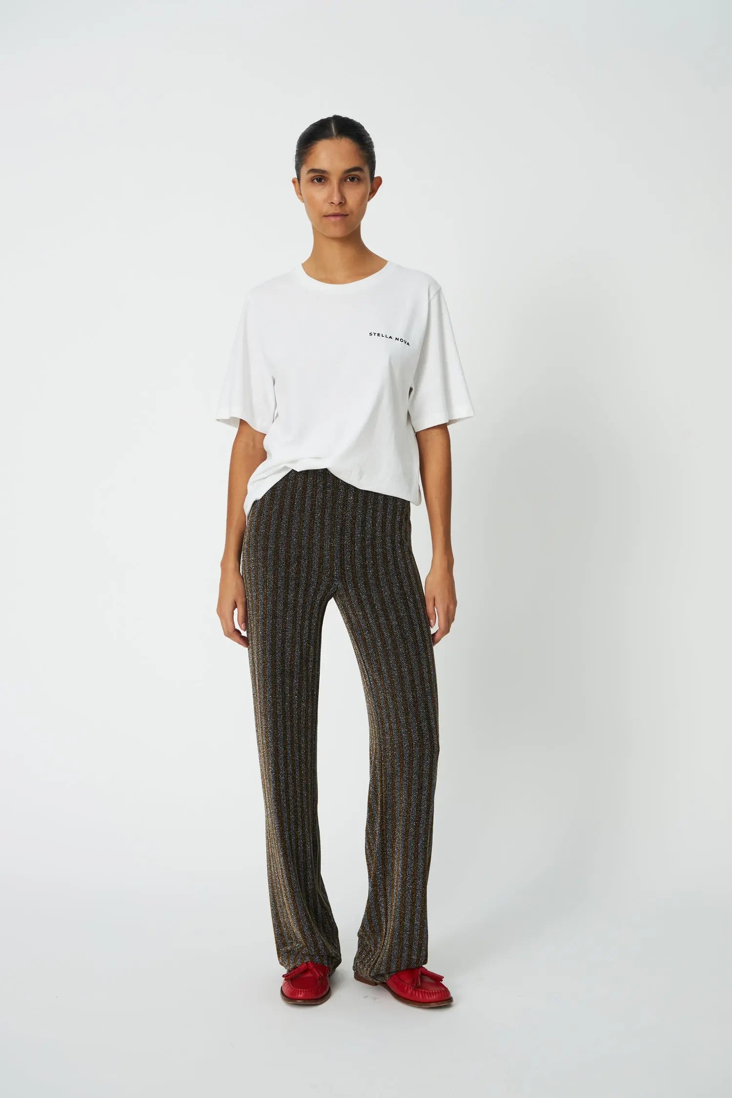 Stella Nova Striped Lurex Jersey Pants Pants 377 Gold Silver Shimmer