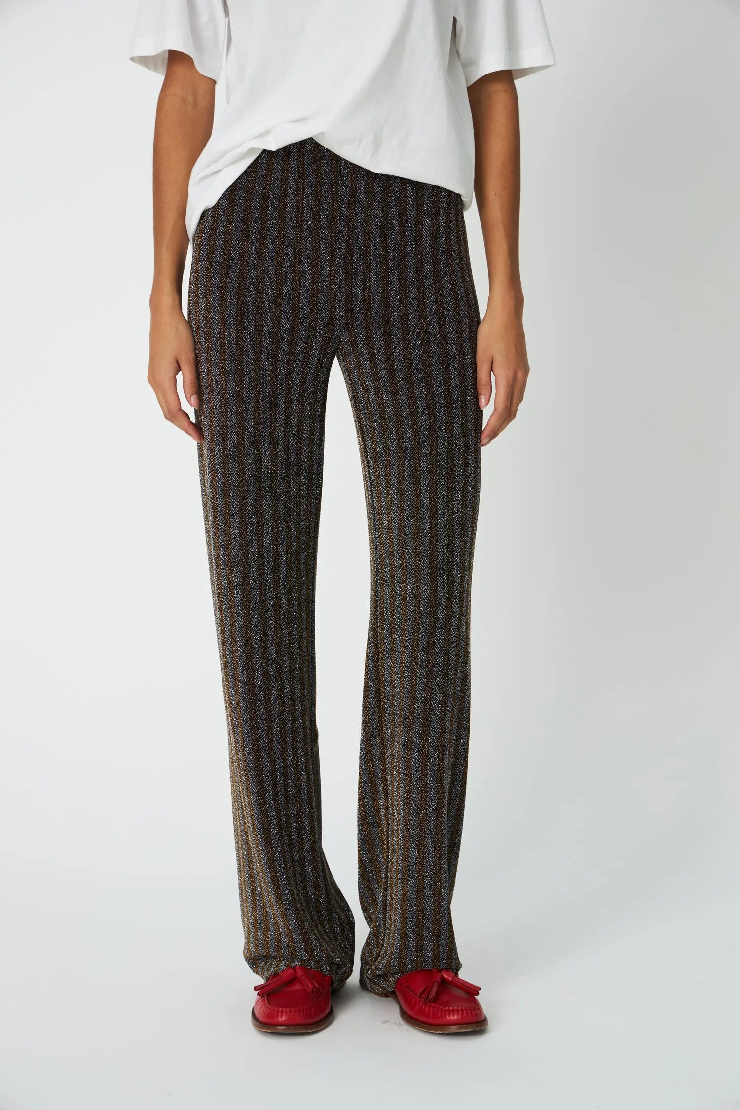 Stella Nova Striped Lurex Jersey Pants Pants 377 Gold Silver Shimmer