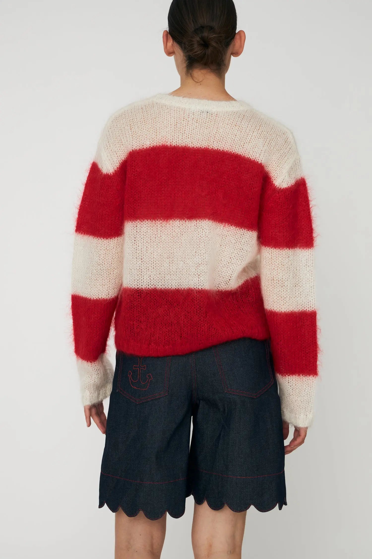 Stella Nova Striped Luxury Mohair Sweater Sweater 078 Ivory