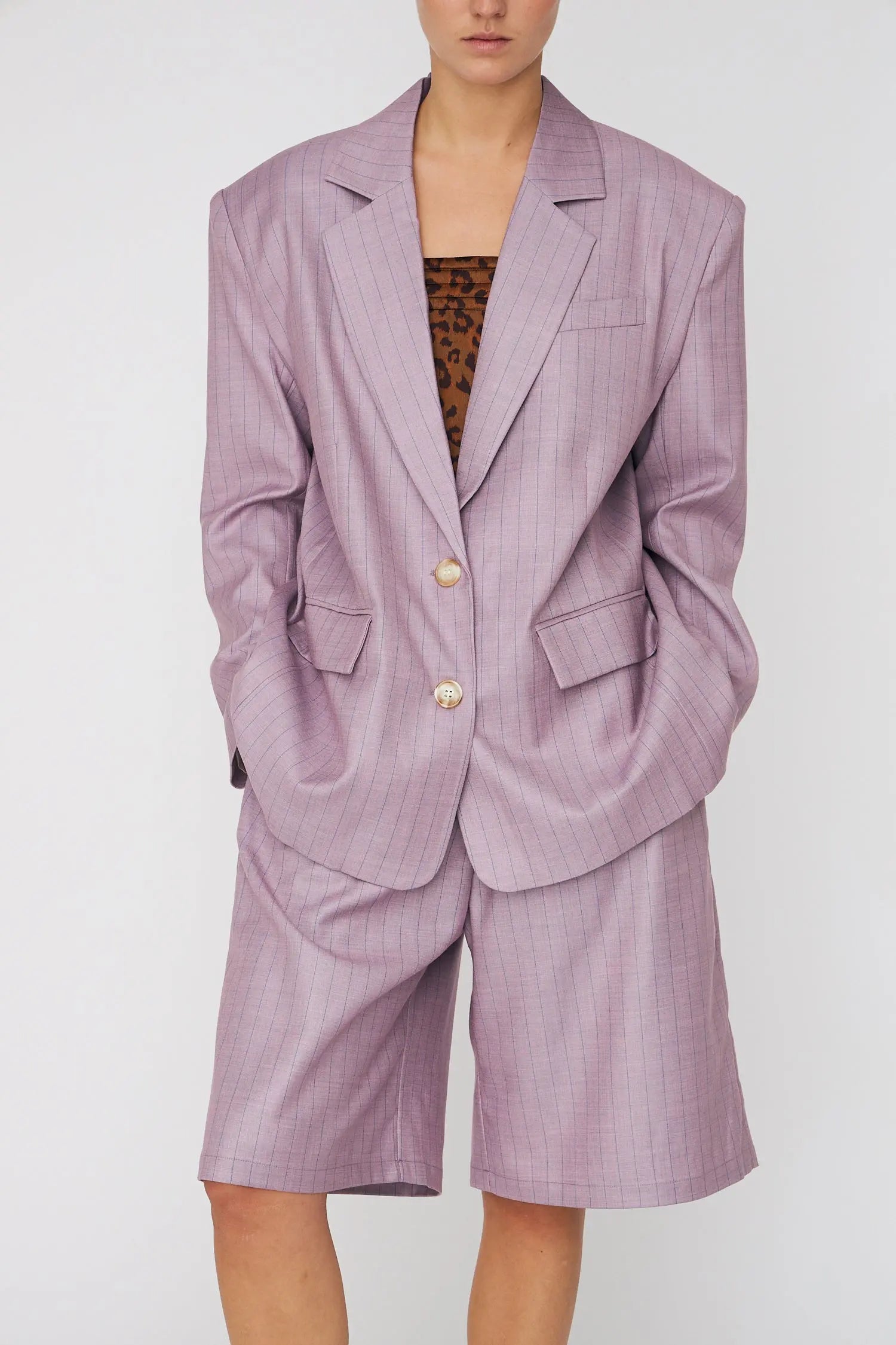 Stella Nova Striped Oversized Blazer Blazer 523 Light Purple