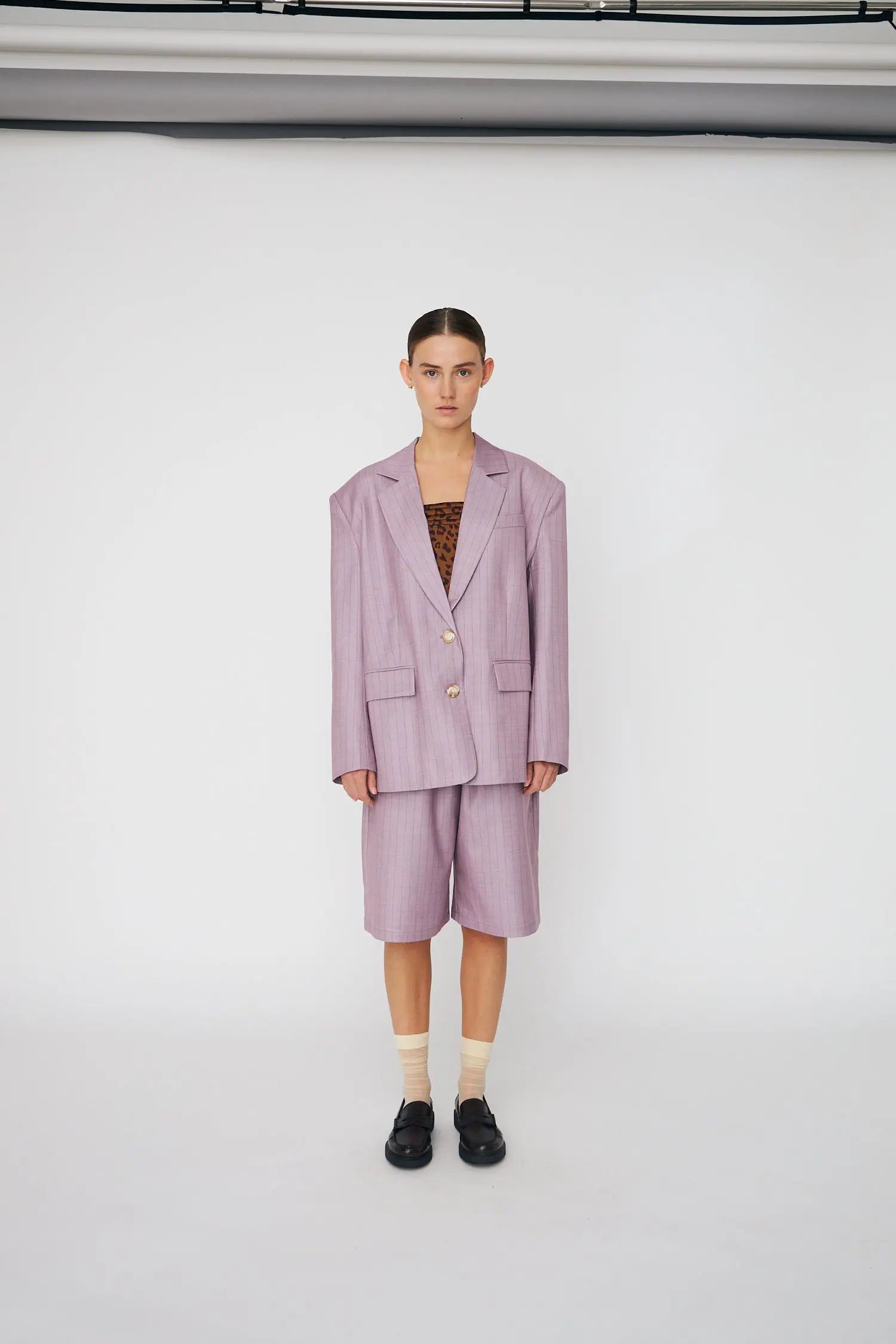 Stella Nova Striped Oversized Blazer Blazer 523 Light Purple