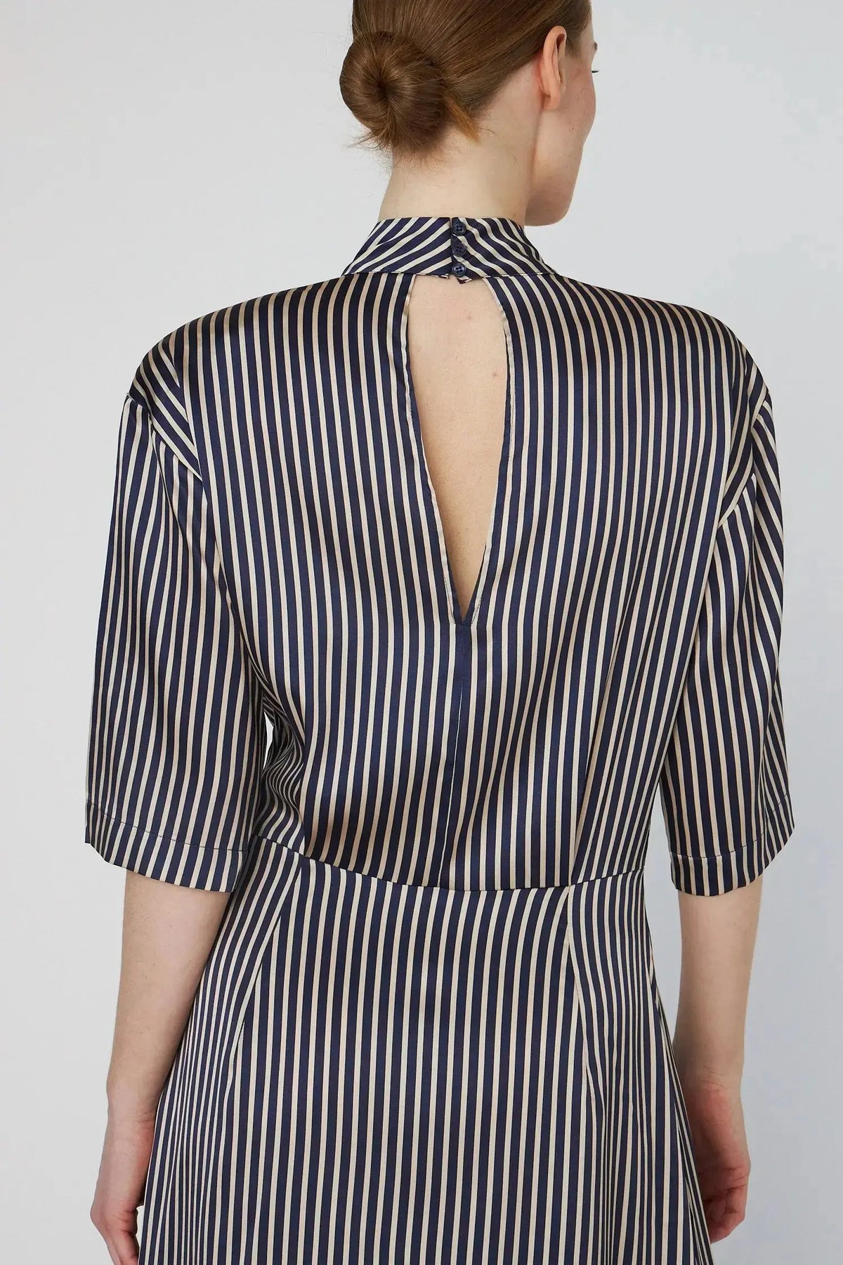 Striped Silk Midi Dress