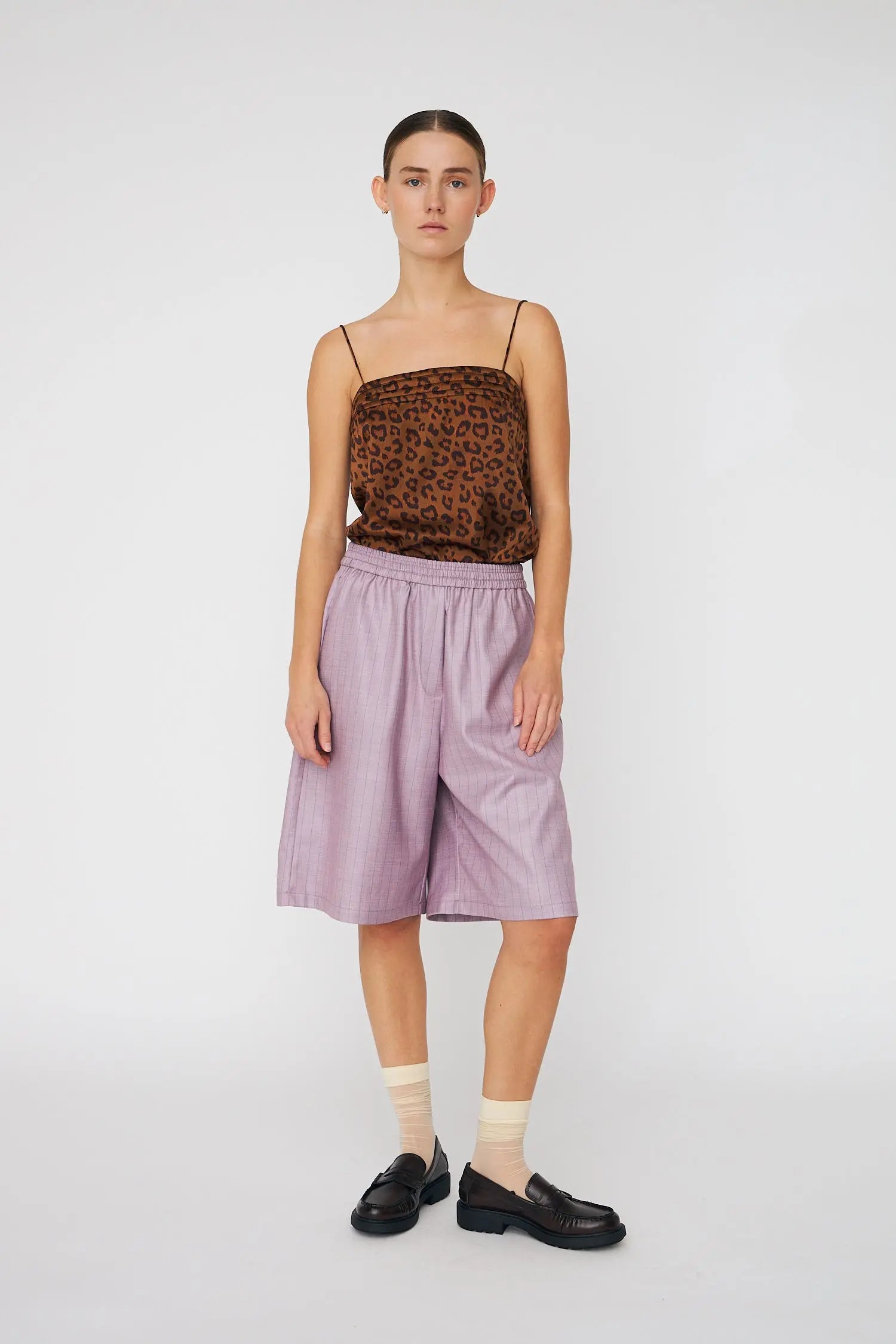 Stella Nova Striped Suiting Shorts Short Pants 523 Light Purple