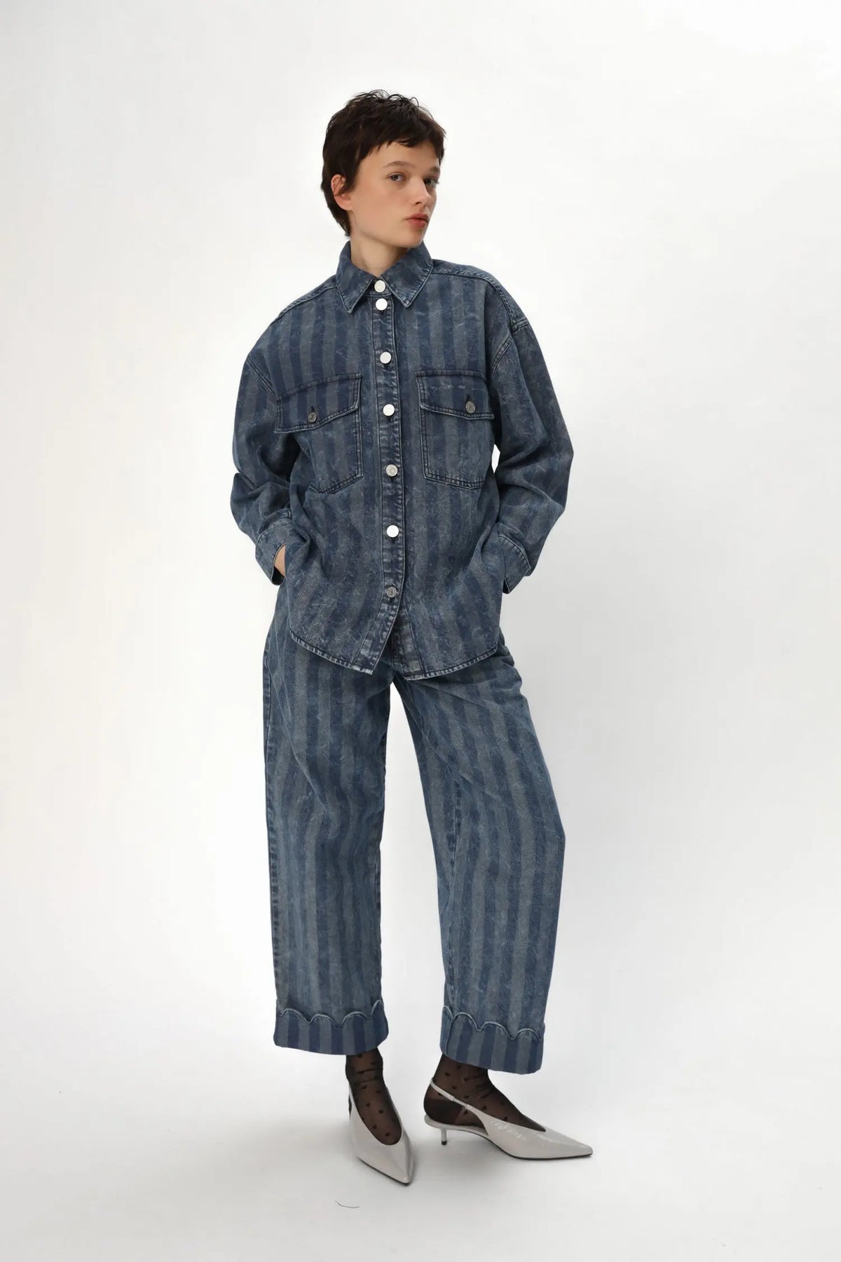 Stella Nova Striped Washed Oversized Shirt Shirt 239 Soft Stripes