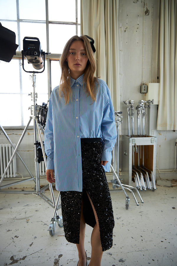 Stella Nova Striped oversized shirt Shirt 023 White Blue Stripes