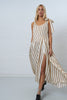 Striped strap dress with bow detail - Sand Stripe