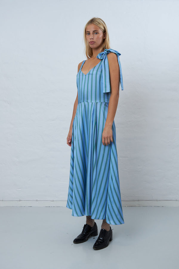 Stella Nova Striped strap dress with bow detail Dress 313 Blue Stripes