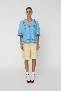 Top with Scallop Edge Collar - Blue Coral