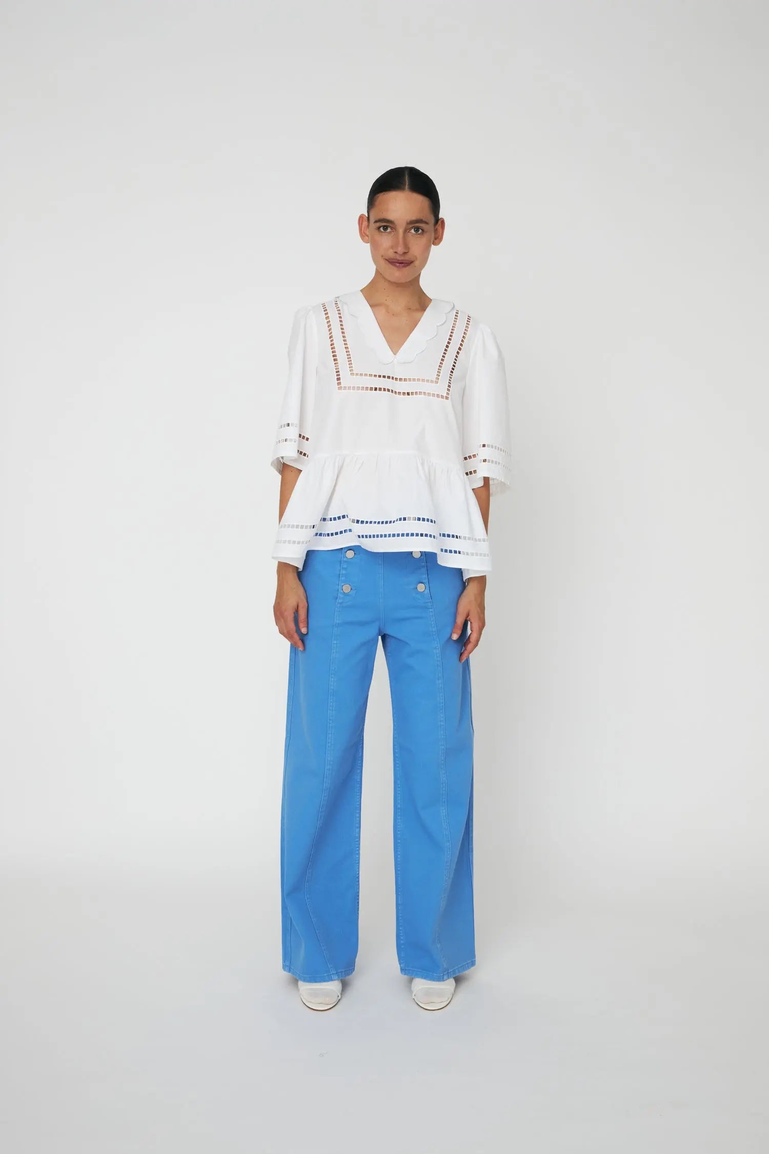 トップス BORDERS at BALCONY scallop top 36 Top-with-Scallop-Edge-Collar-