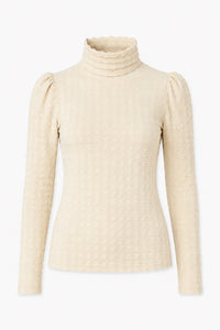 Turtleneck blouse with open back - Creme