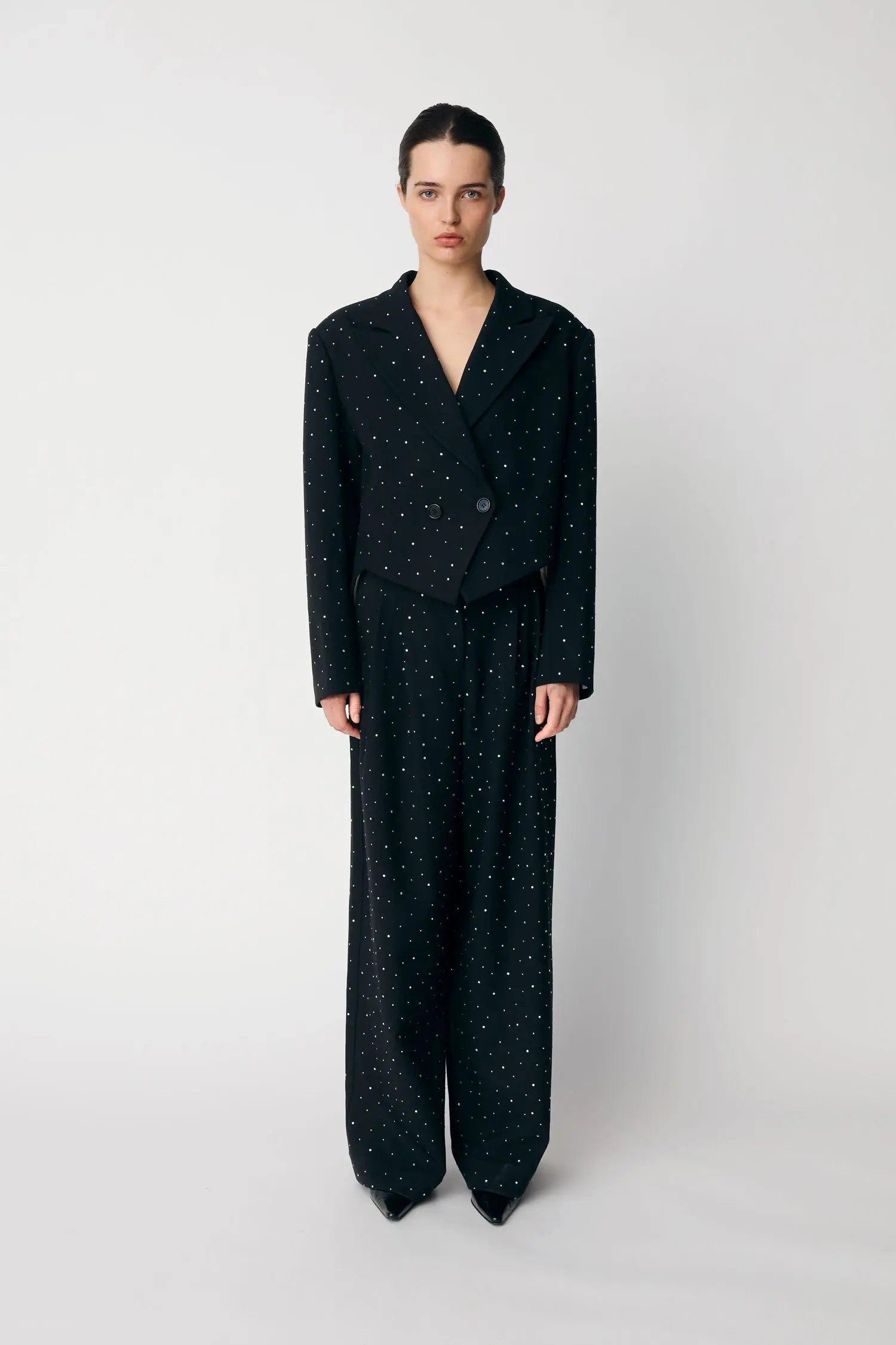 Stella Nova Tuxedo Blazer with Rhinestones Blazer 999 Black