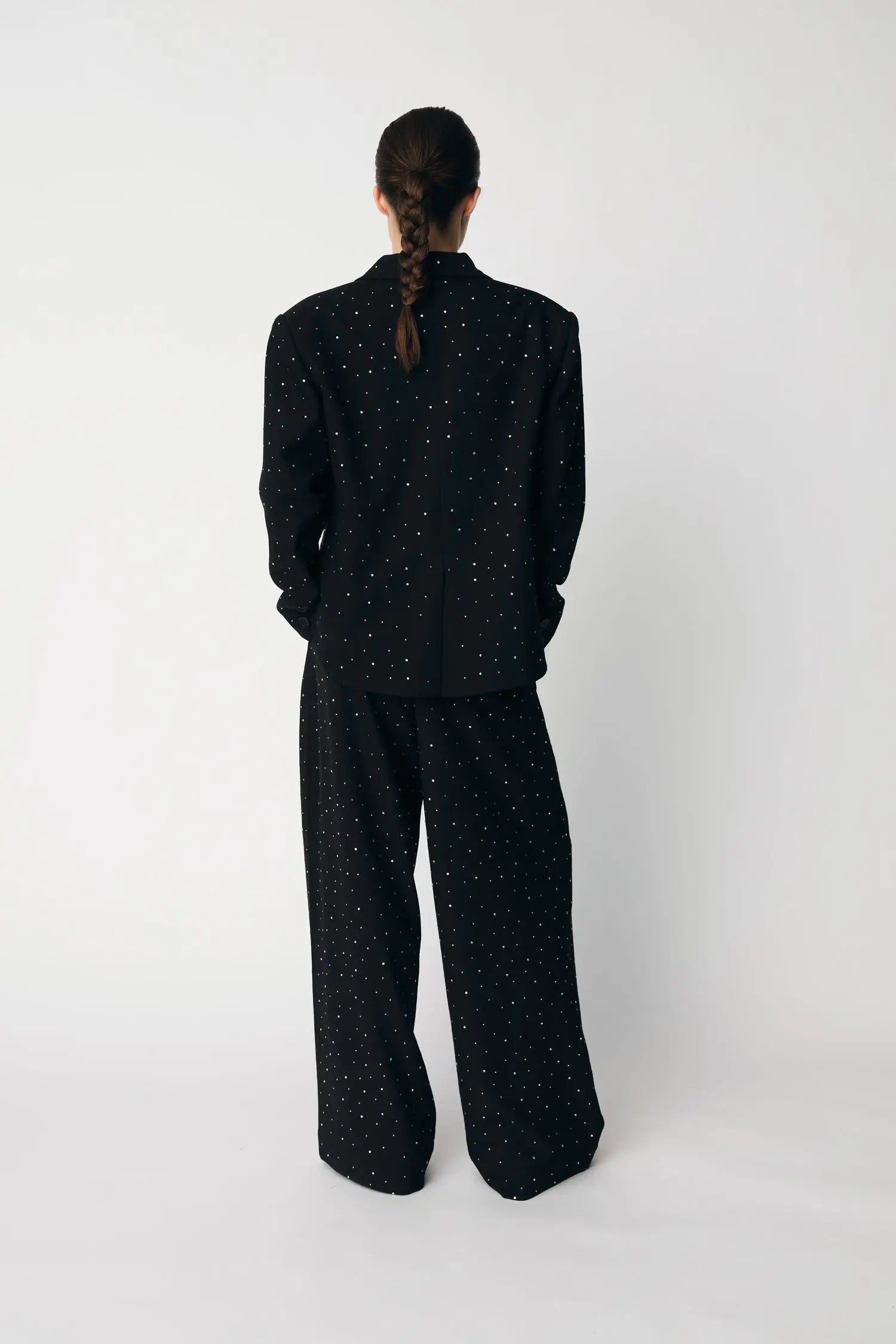 Stella Nova Tuxedo Blazer with Rhinestones Blazer 999 Black