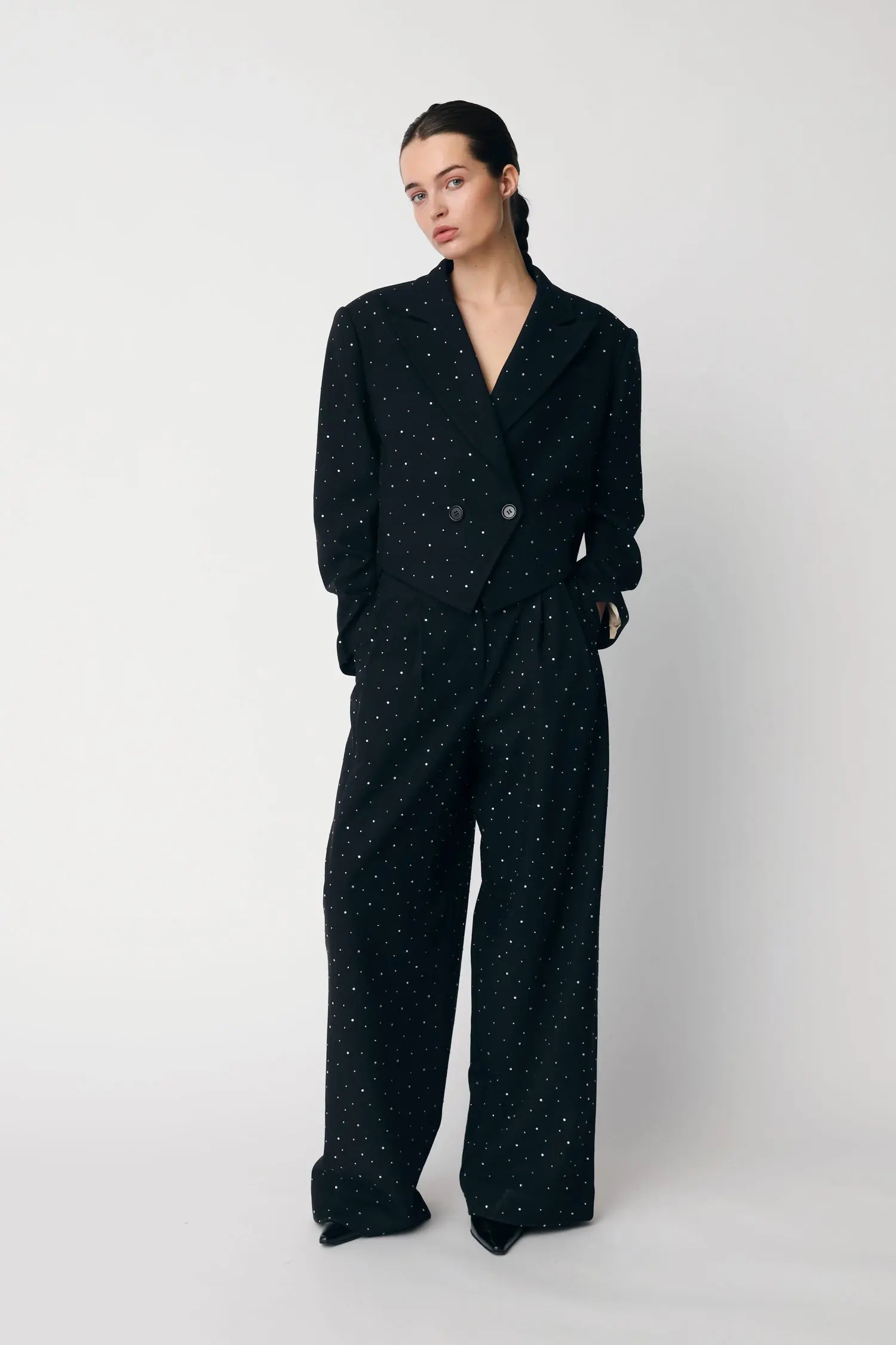 Stella Nova Tuxedo Pants with Rhinestones Pants 999 Black