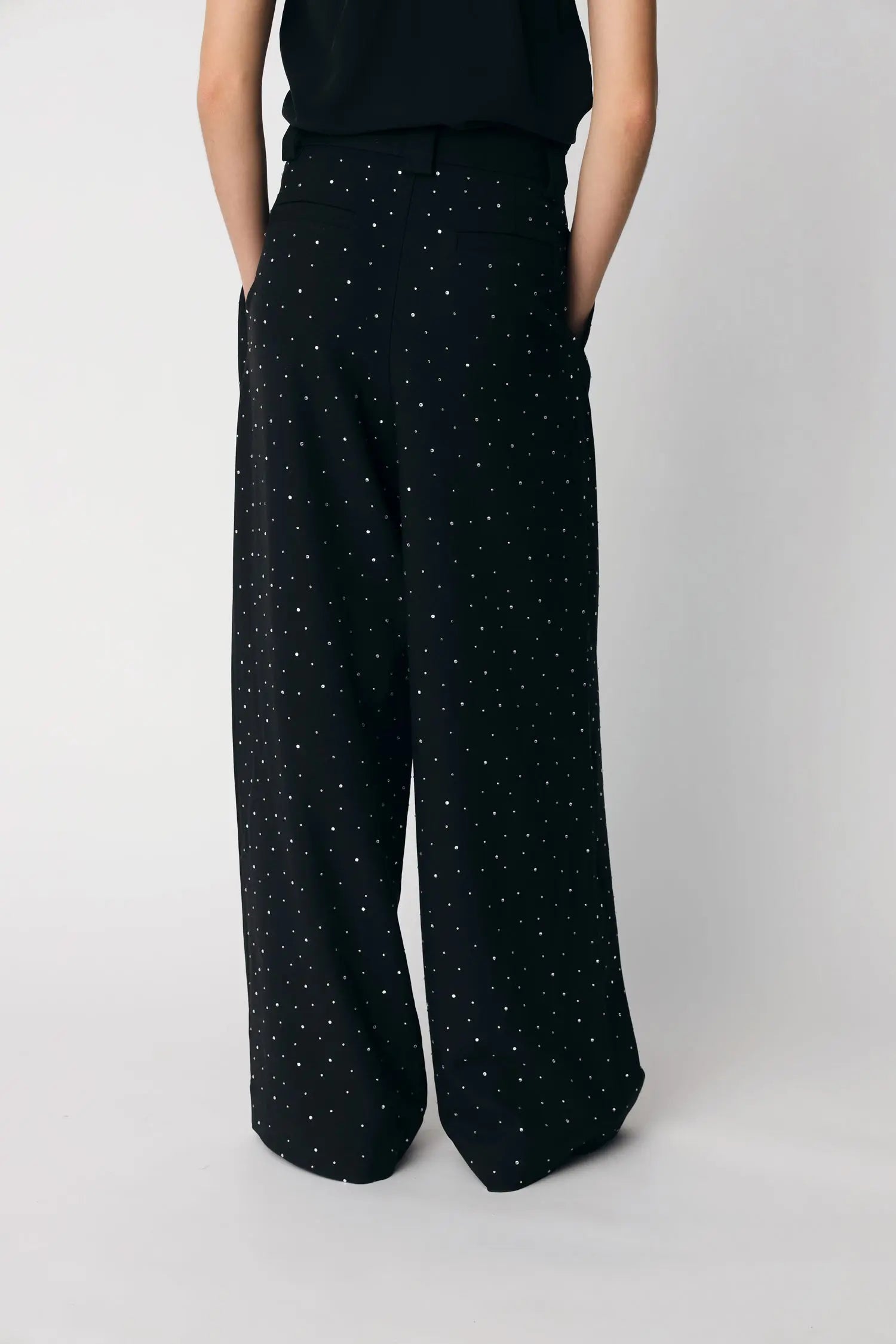 Stella Nova Tuxedo Pants with Rhinestones Pants 999 Black
