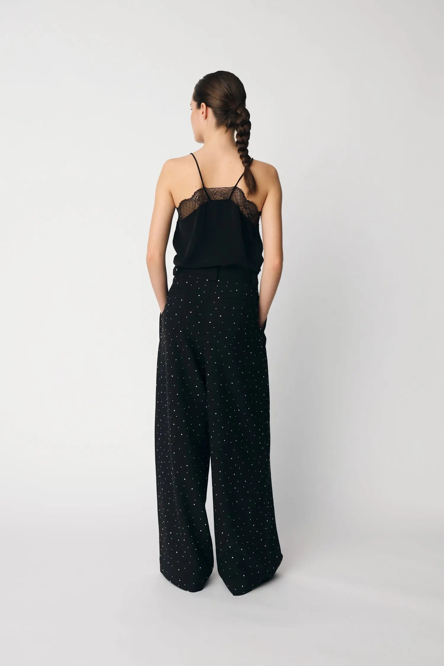 Stella Nova Tuxedo Pants with Rhinestones Pants 999 Black