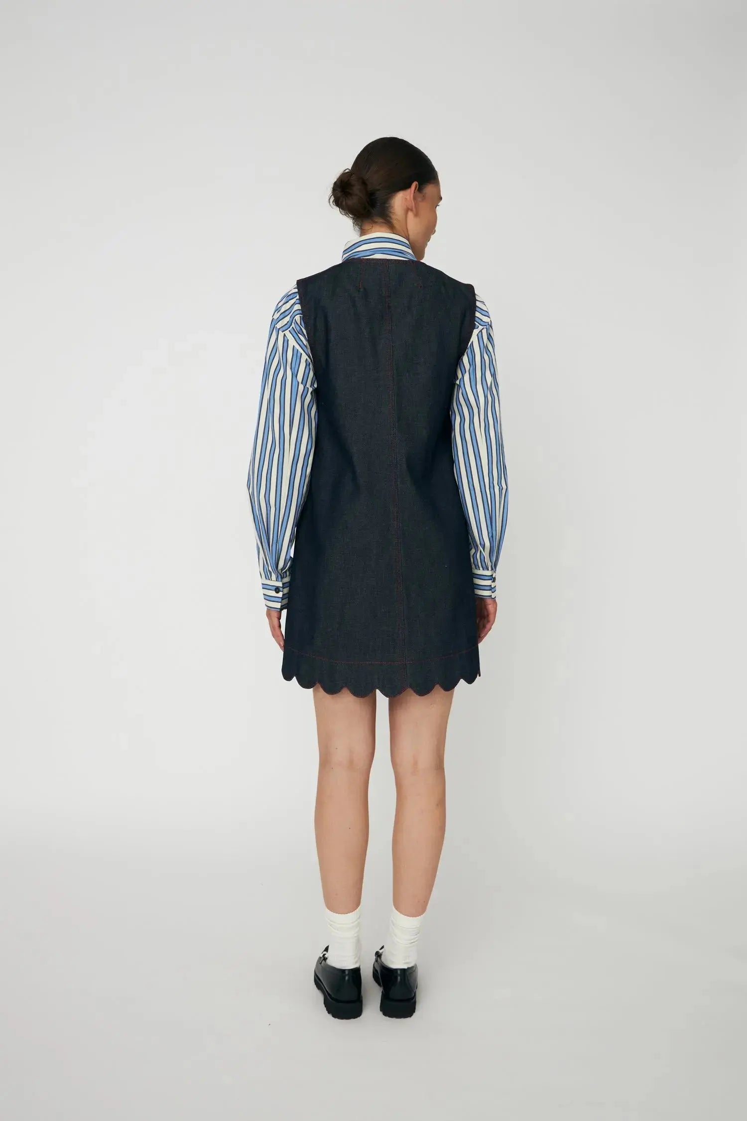 Stella Nova Unwashed Denim Scallop Dress Dress 333 Raw Denim