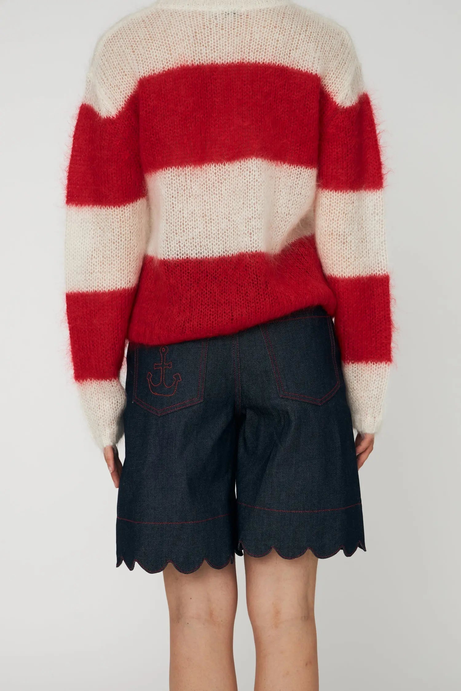 Stella Nova Unwashed Denim Scallop Shorts Short Pants 333 Raw Denim