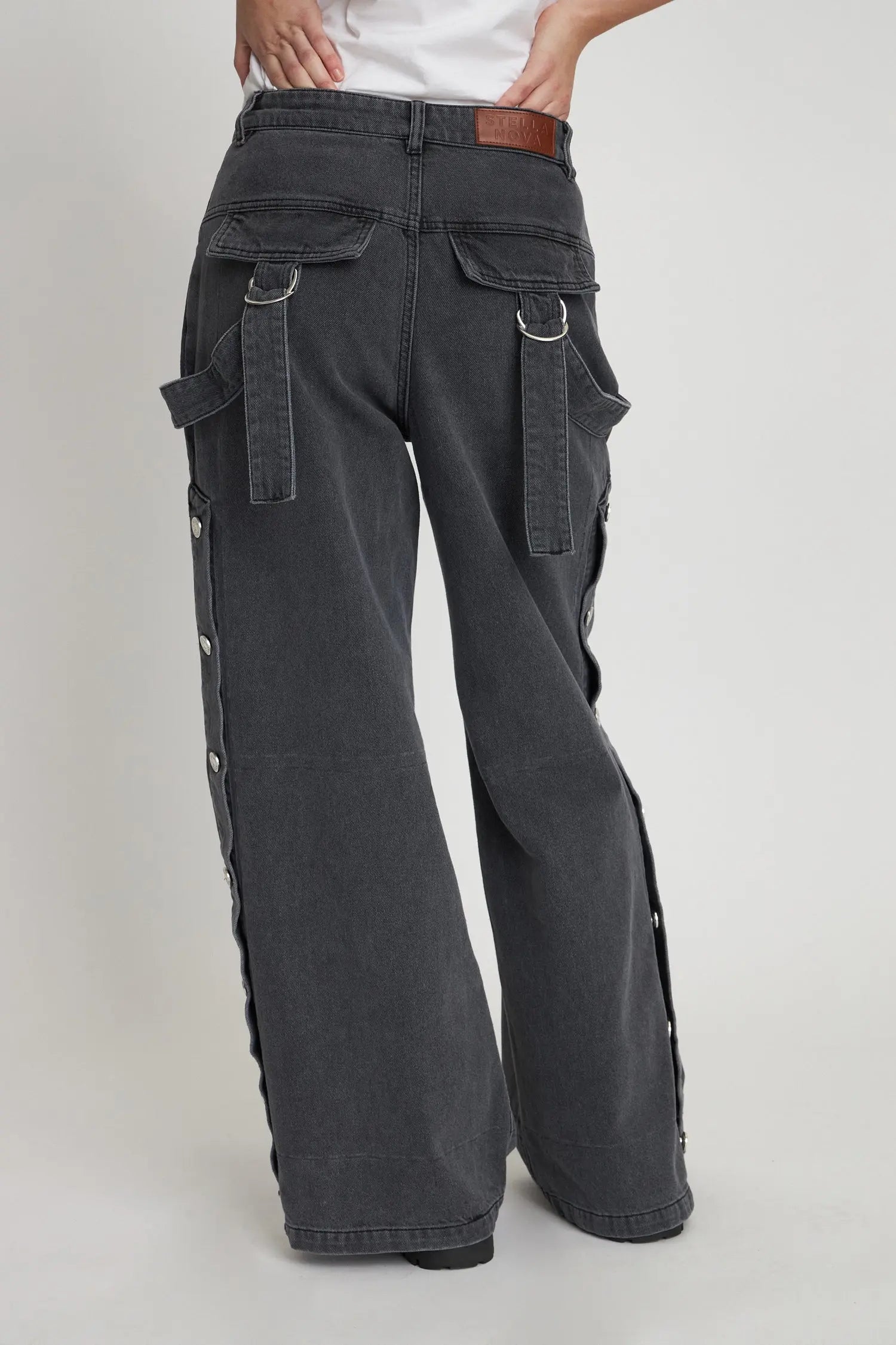Washed black denim pants - Almost black