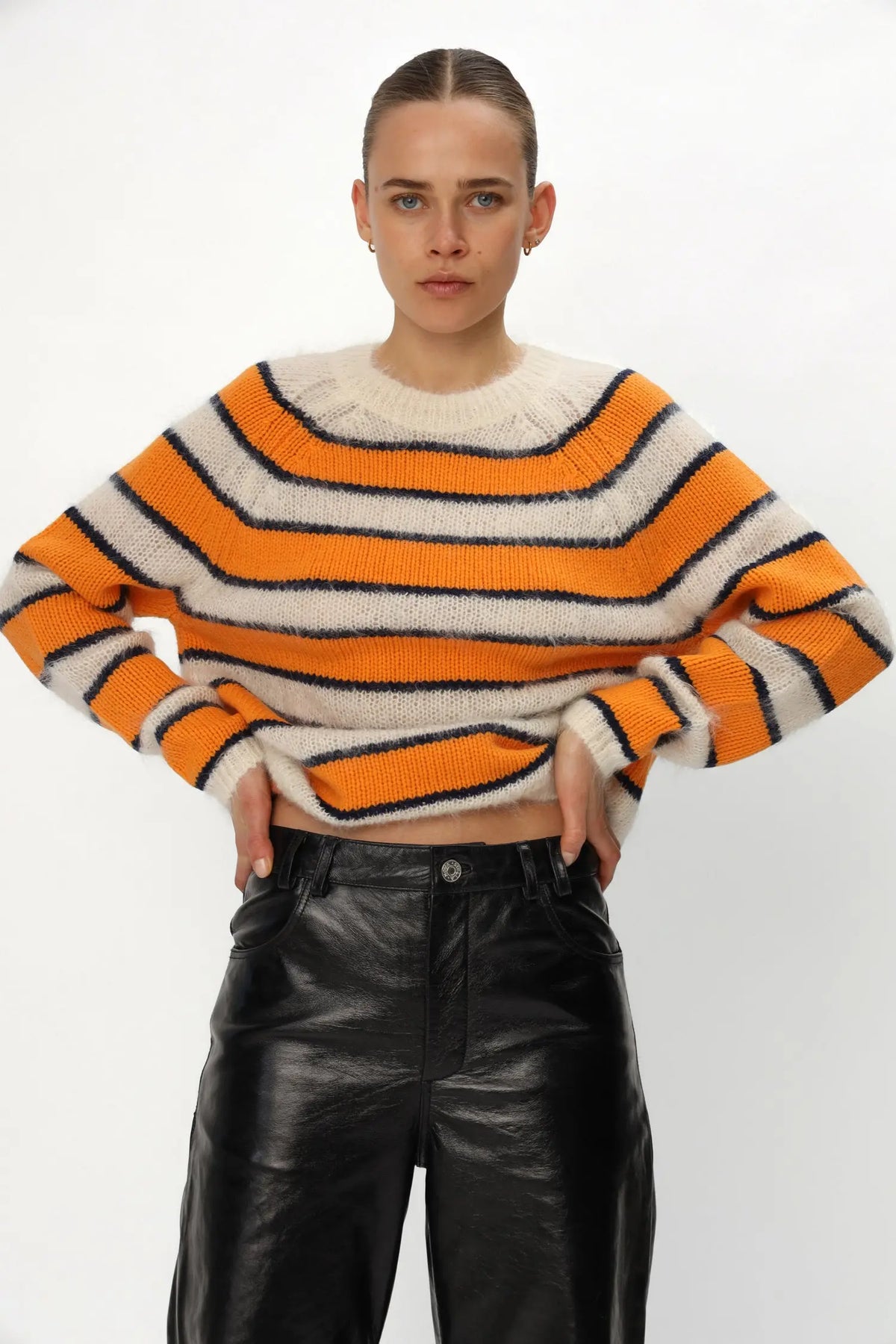 Stella Nova Wool Mix Mohair Sweater Coatigan 748 Bright Orange