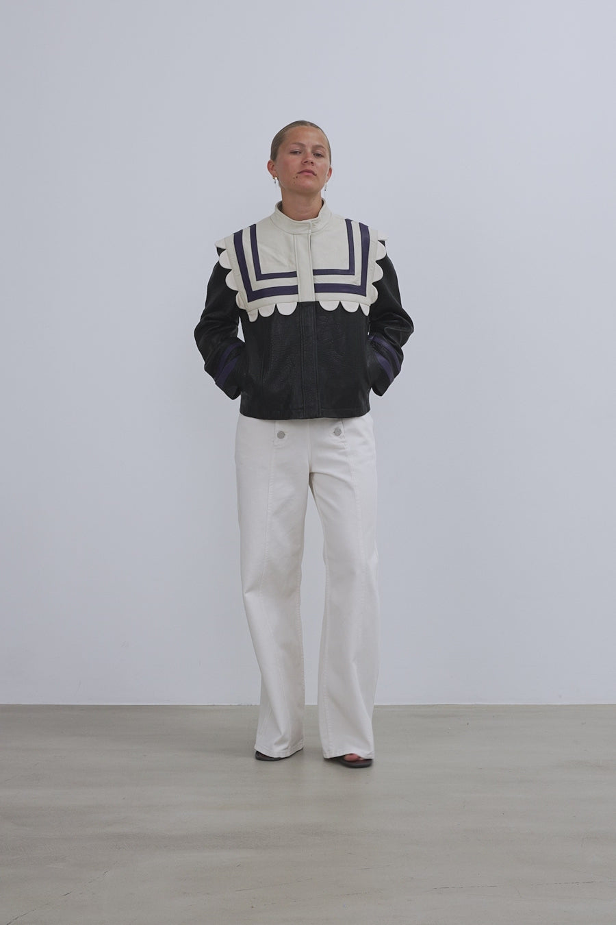 Stella Nova Sailor Leather Jacket Leather Jacket 018 Creme/Black