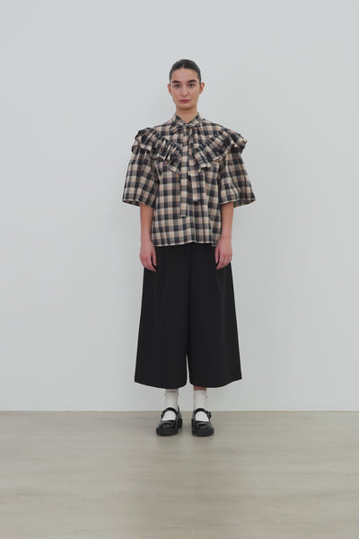 Stella Nova Frill Checked Blouse Blouse 093 Beige/Black Checks