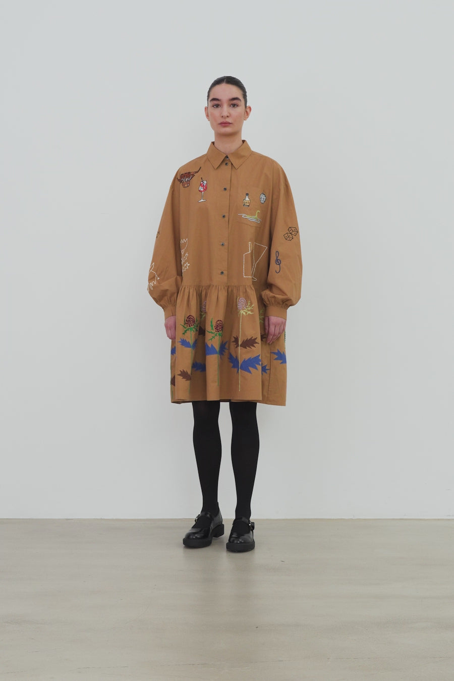 Stella Nova Small Embroidery Dress Dress 196 Khaki