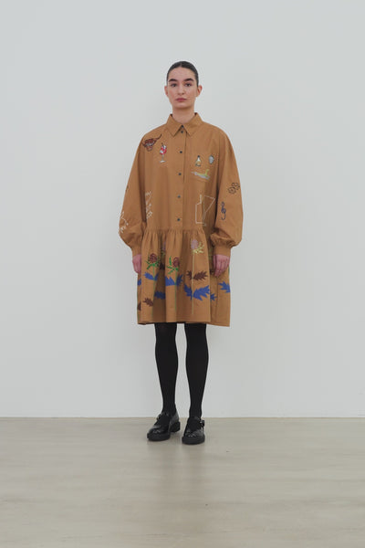 Stella Nova Small Embroidery Dress Dress 196 Khaki