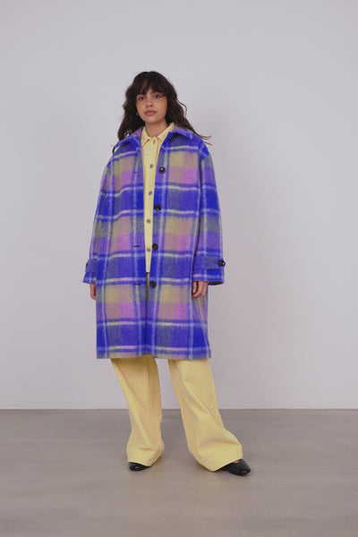 Stella Nova Checkered wool coat Coat 416 Blue Checks