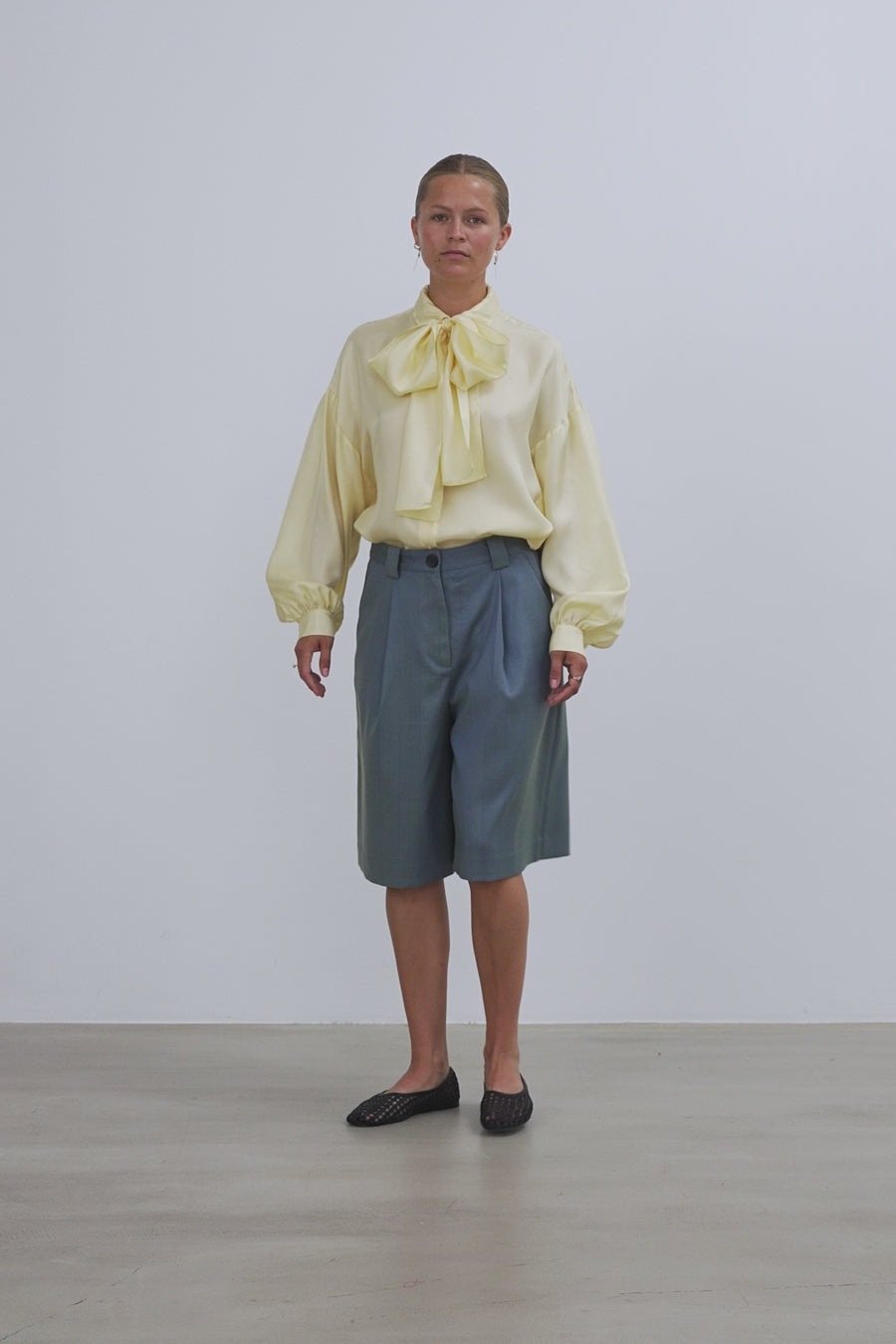 Herringbone Suiting shorts - Aqua Green