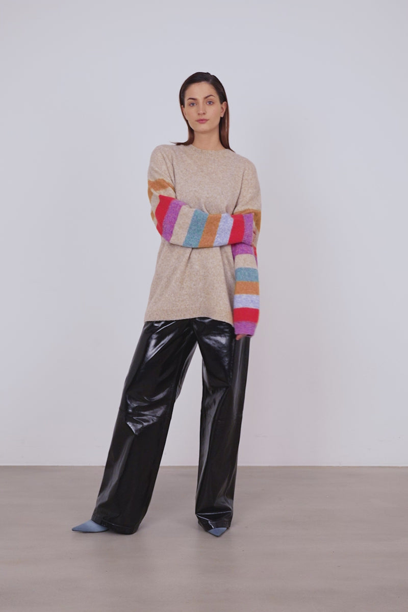 Stella Nova Oversized Sweater with multicolour sleeves Sweater 530 Multicolour