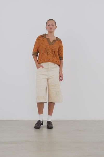 Stella Nova Cropped Pants with Patches Short Pants 036 Creme Tones