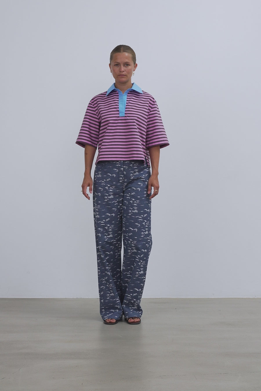 Stella Nova Striped Cotton Shirt Shirt 559 Purple