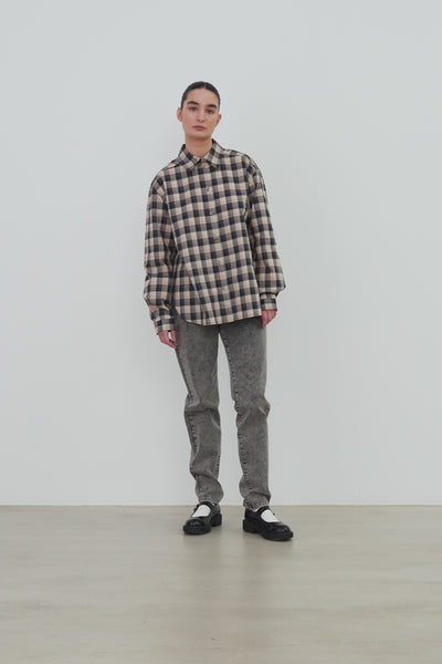 Stella Nova Oversized Checked Shirt Shirt 093 Beige/Black Checks