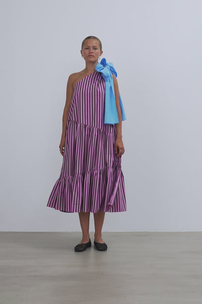Stella Nova Striped Bow Midi Dress Dress 559 Purple