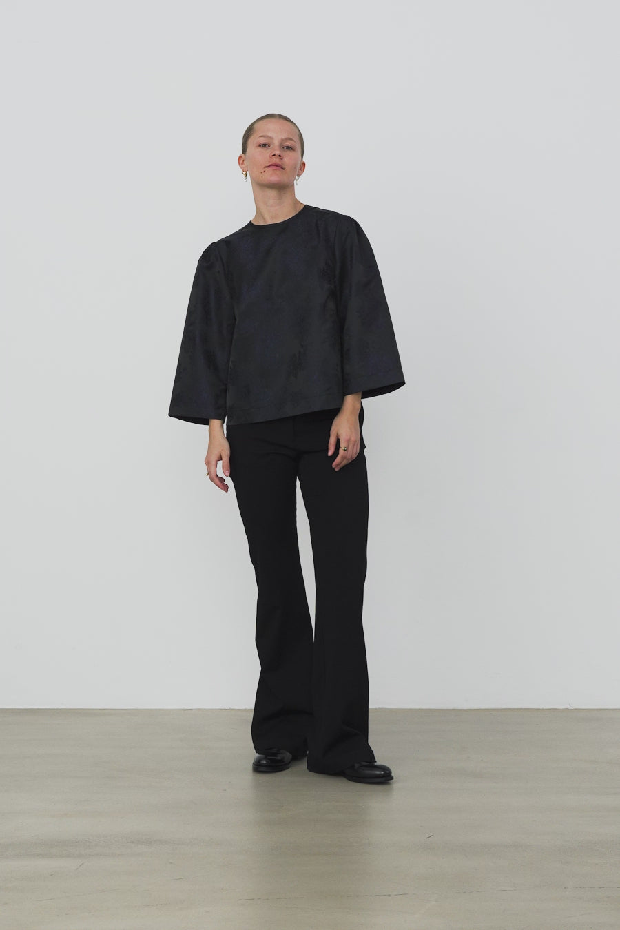 Stella Nova Jacquard Woven Blouse Blouse 324 Dark Ocean Black