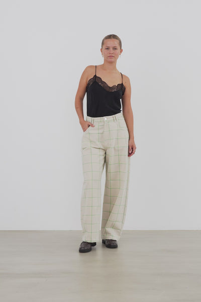Stella Nova Checked Baggy Low-Waist Pants Pants 020 Creme Check