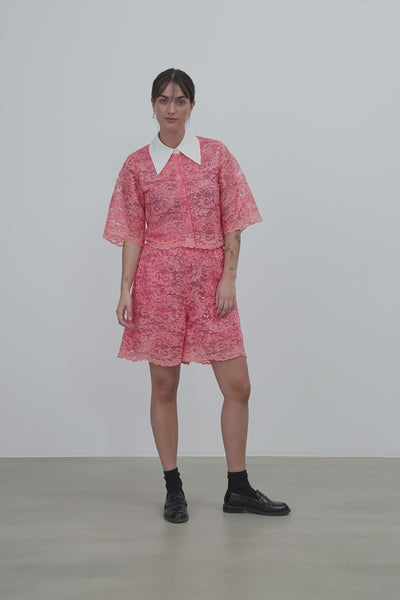 Stella Nova Sequined Lace Shirt Shirt 567 Amazing Pink