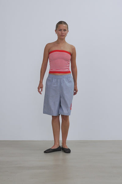 Stella Nova Knit Tube Top Top 734 Red/ Creme Stripes