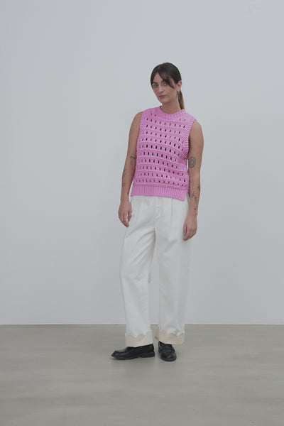 Stella Nova Cotton Stitch Vest Slipover 465 Pink